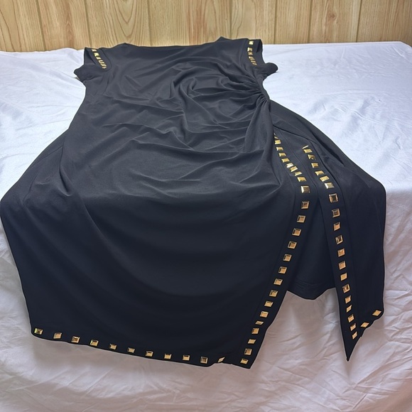 Emma & Michele Black Asymmetrical Sheath Dress - Picture 7 of 11